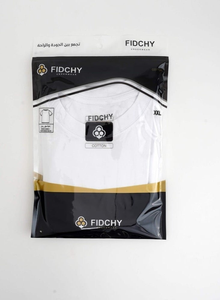 FIDCHY Men's Underwear T-Shirt - Crew Neck (Halaq) - 100% Premium Cotton - White - Image 4